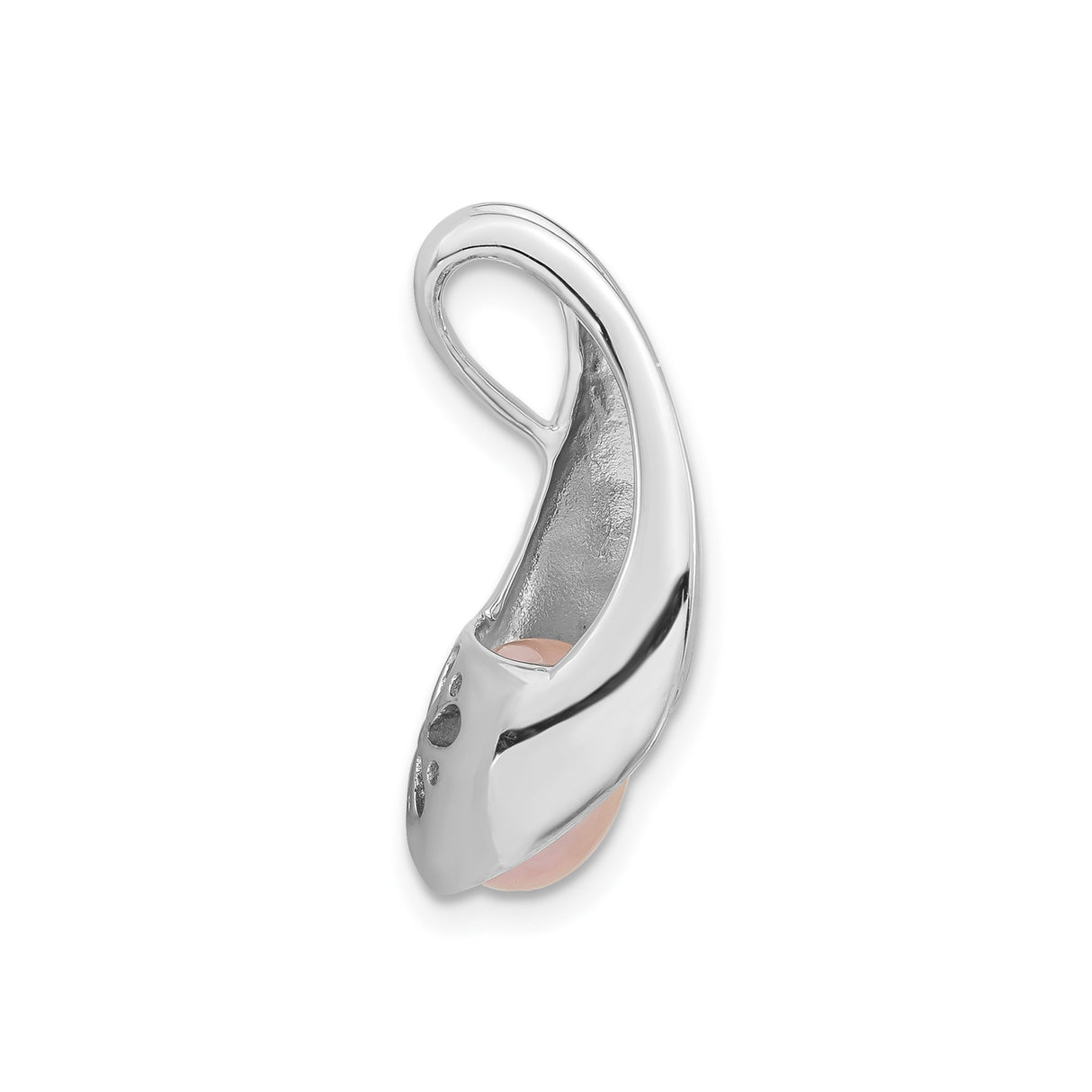 Sterling Silver Teardrop Pendant with Pink Freshwater Pearl and Cubic Zirconia Accent
