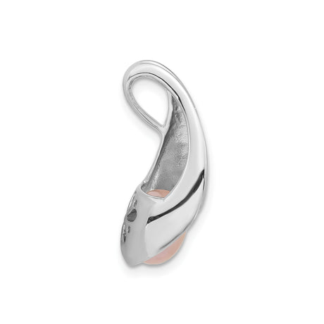 Sterling Silver Teardrop Pendant with Pink Freshwater Pearl and Cubic Zirconia Accent