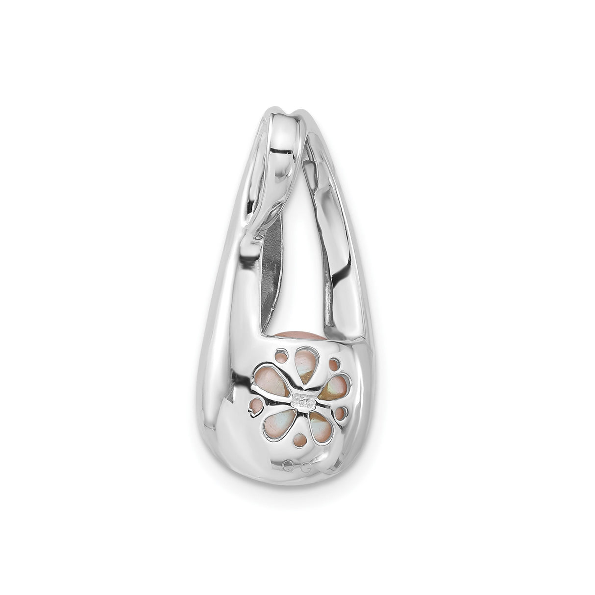 Sterling Silver Teardrop Pendant with Pink Freshwater Pearl and Cubic Zirconia Accent