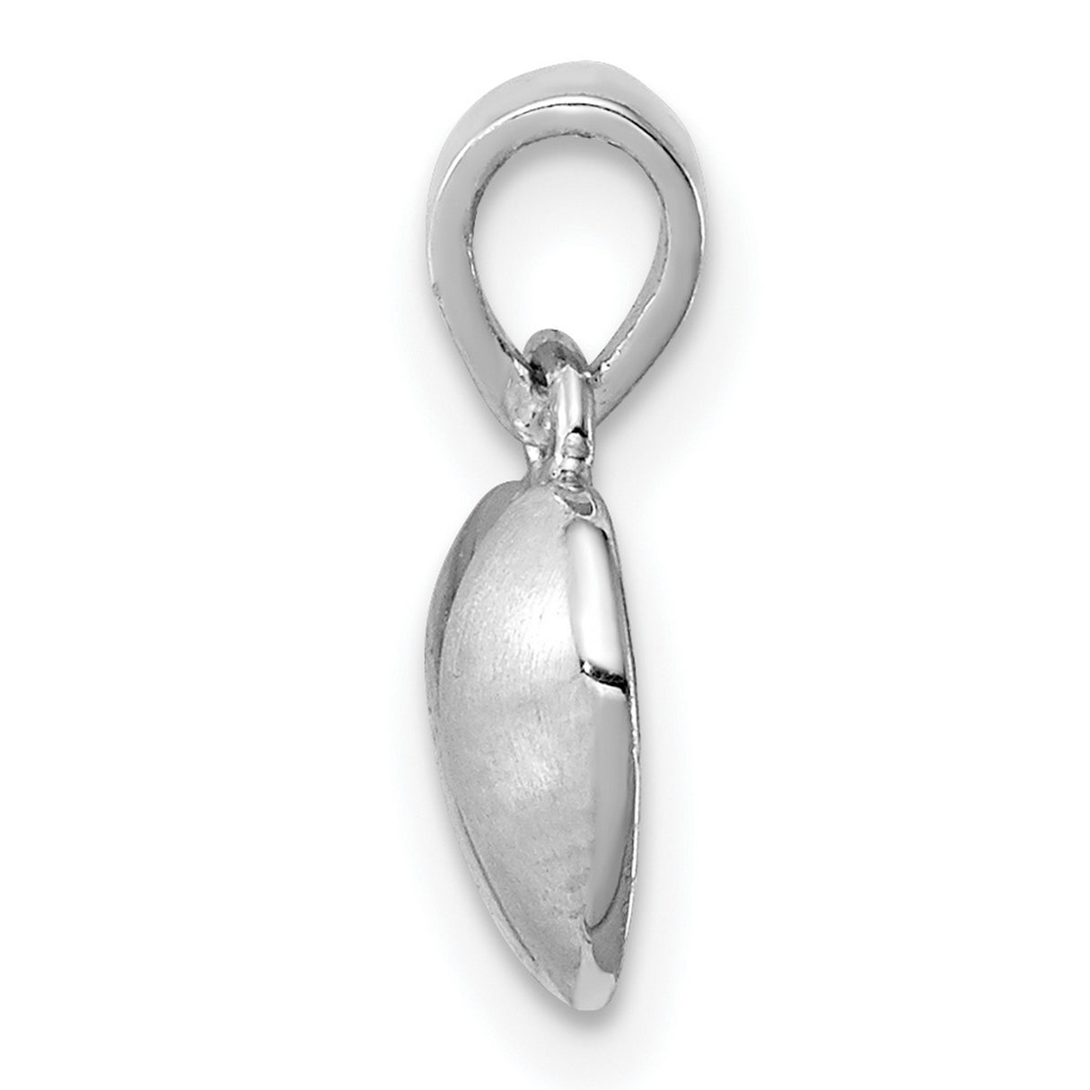 Polished and Satin Heart Charm Pendant in Real 925 Sterling Silver