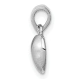 Polished and Satin Heart Charm Pendant in Real 925 Sterling Silver