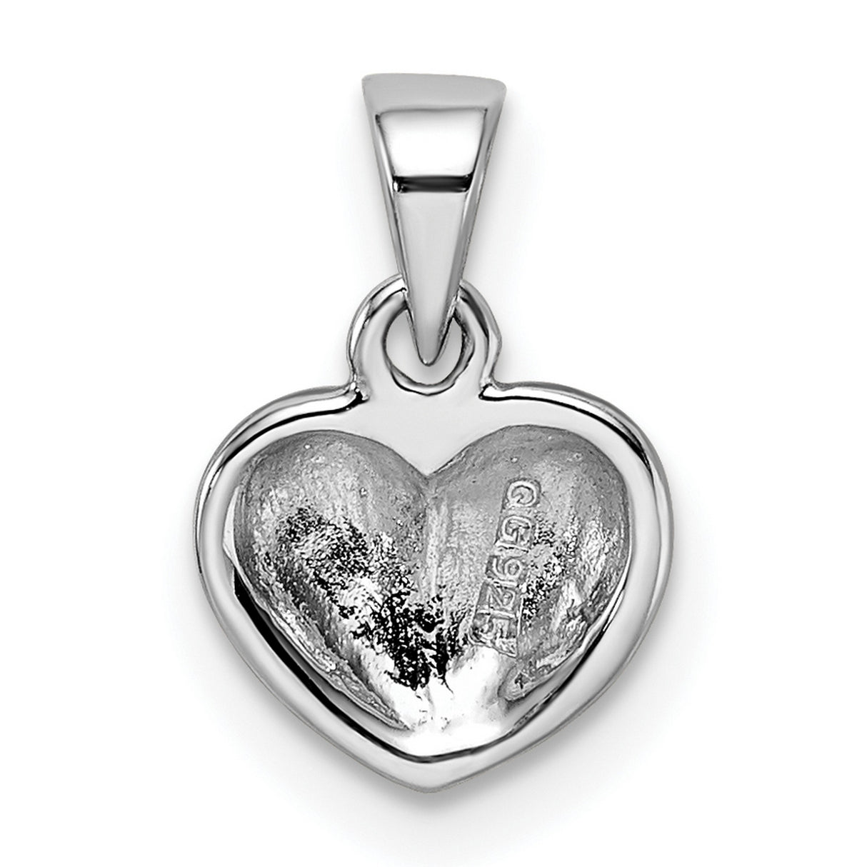 Polished and Satin Heart Charm Pendant in Real 925 Sterling Silver