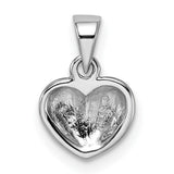 Polished and Satin Heart Charm Pendant in Real 925 Sterling Silver