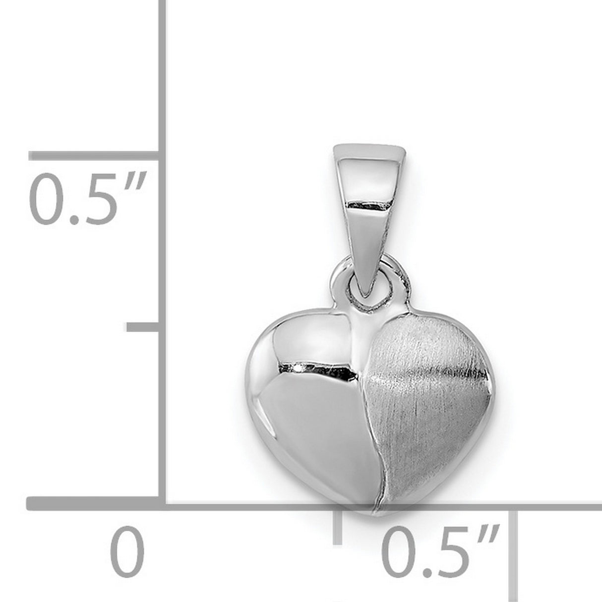 Polished and Satin Heart Charm Pendant in Real 925 Sterling Silver