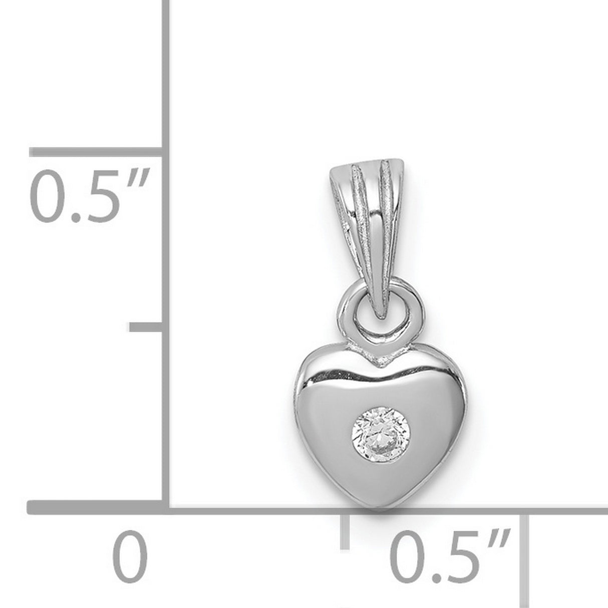 Sterling Silver Heart Pendant with Cubic Zirconia, Open Heart Design for Women