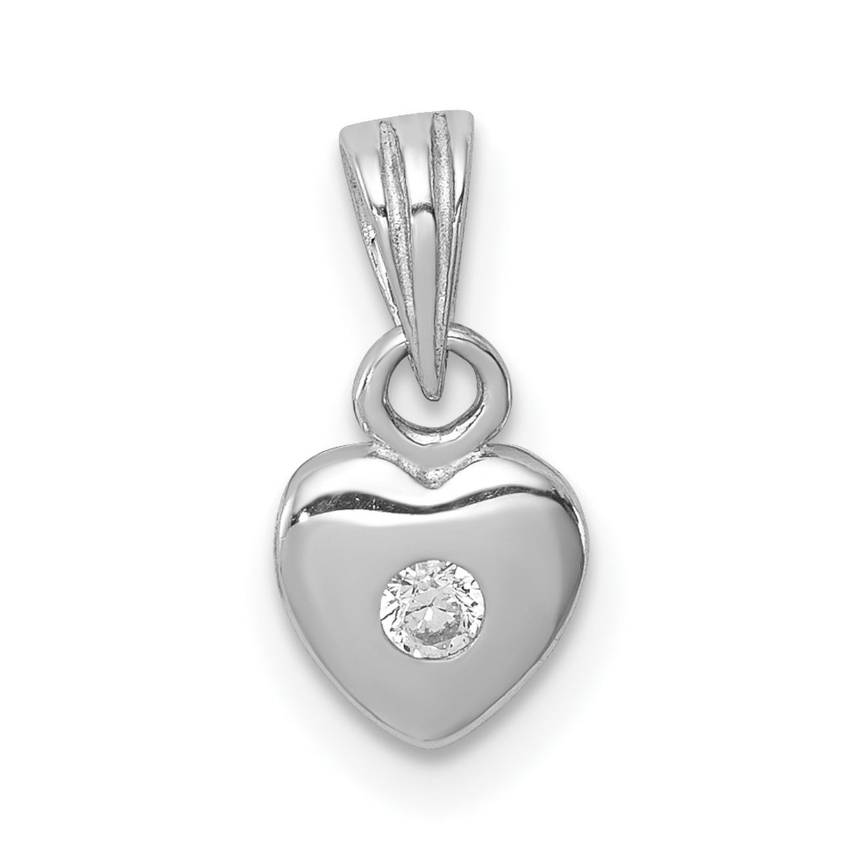 Sterling Silver Heart Pendant with Cubic Zirconia, Open Heart Design for Women
