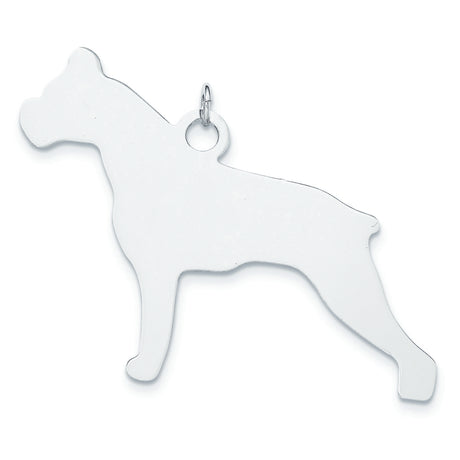 Sterling Silver Boxer Dog Pendant with Standing Silhouette, Pet Lover Charm