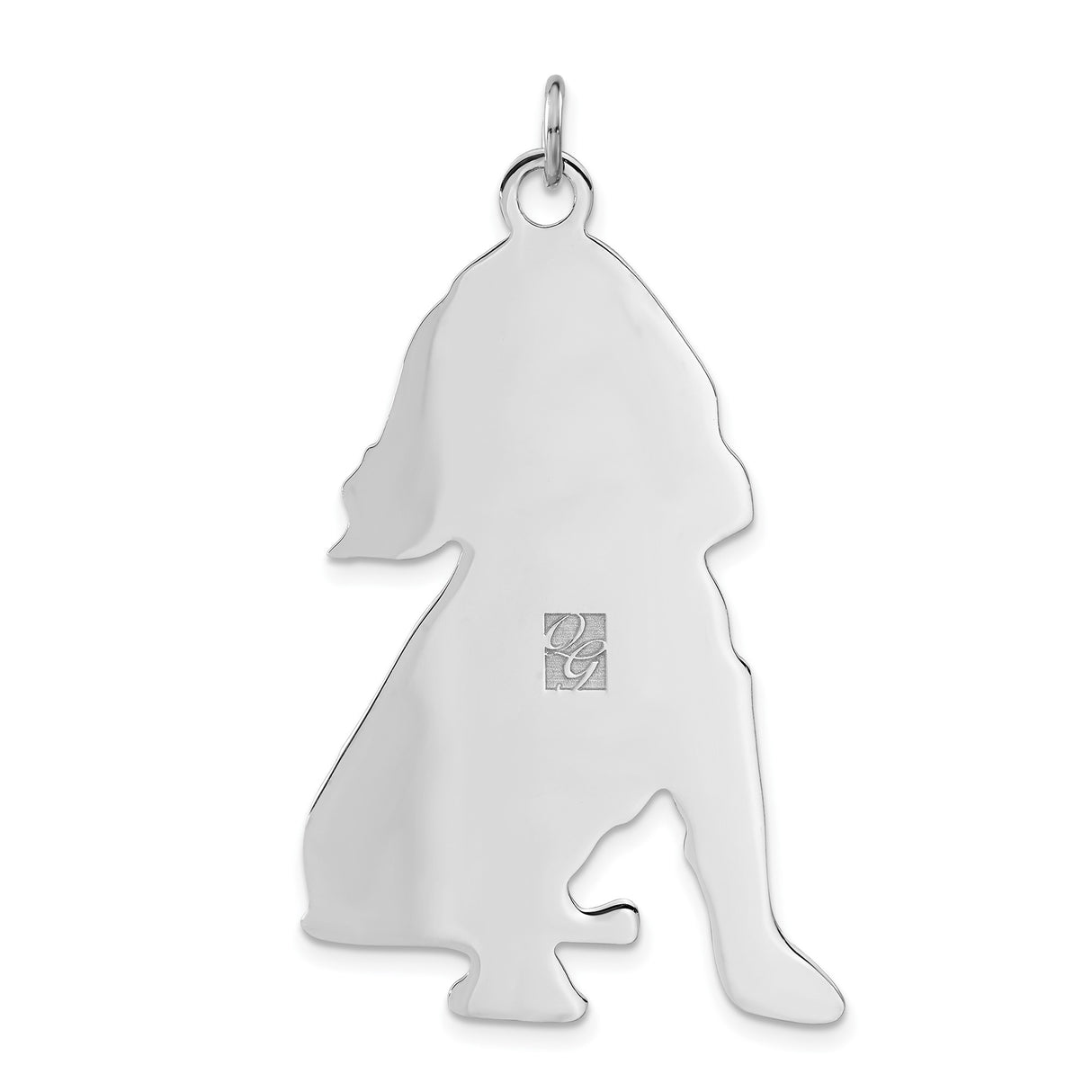 Sterling Silver Dog Pendant with Sitting Spaniel Silhouette, Engravable Pet Memorial Charm