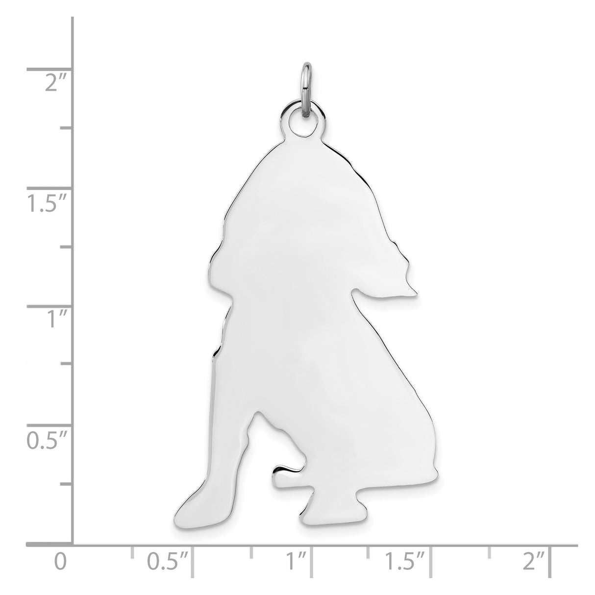 Sterling Silver Dog Pendant with Sitting Spaniel Silhouette, Engravable Pet Memorial Charm