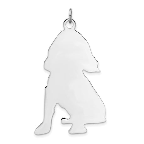 Sterling Silver Dog Pendant with Sitting Spaniel Silhouette, Engravable Pet Memorial Charm