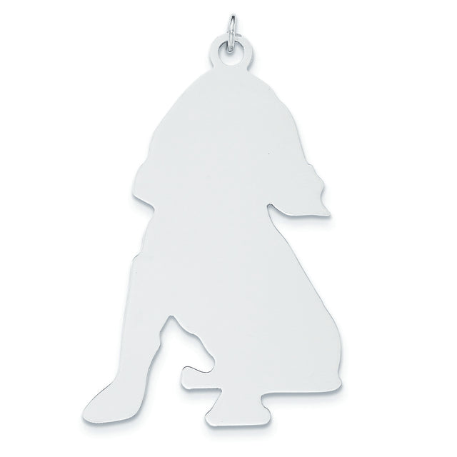Sterling Silver Dog Silhouette Pendant, Sitting Spaniel Profile Keepsake Charm