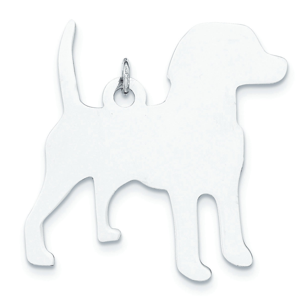 Sterling Silver Dog Pendant Charm, Standing Dog Silhouette, Minimalist Pet Lover Jewelry