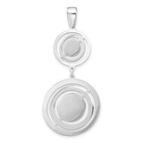 Sterling Silver Double Circle Pendant, Abstract Geometric Dangle Design for Women