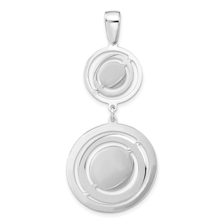 Sterling Silver Double Circle Pendant, Abstract Geometric Dangle Design for Women