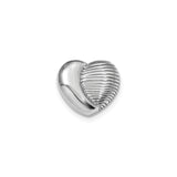 Sterling Silver Heart Pendant with Half Polished Ridged Texture, Modern Minimalist Design