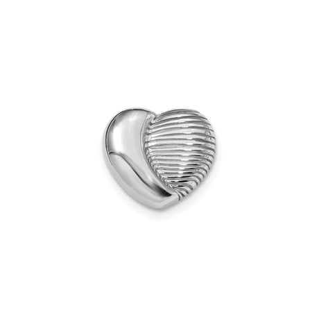 Sterling Silver Heart Pendant with Half Polished Ridged Texture, Modern Minimalist Design