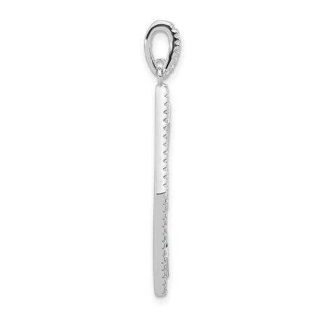 Sterling Silver Cross Pendant with Cubic Zirconia, Elongated Cut-Out Christian Design