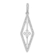 Sterling Silver Cross Pendant with Cubic Zirconia, Elongated Cut-Out Christian Design