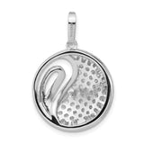 Sterling Silver Swirl Pendant with Cubic Zirconia, Round Minimalist Design for Women