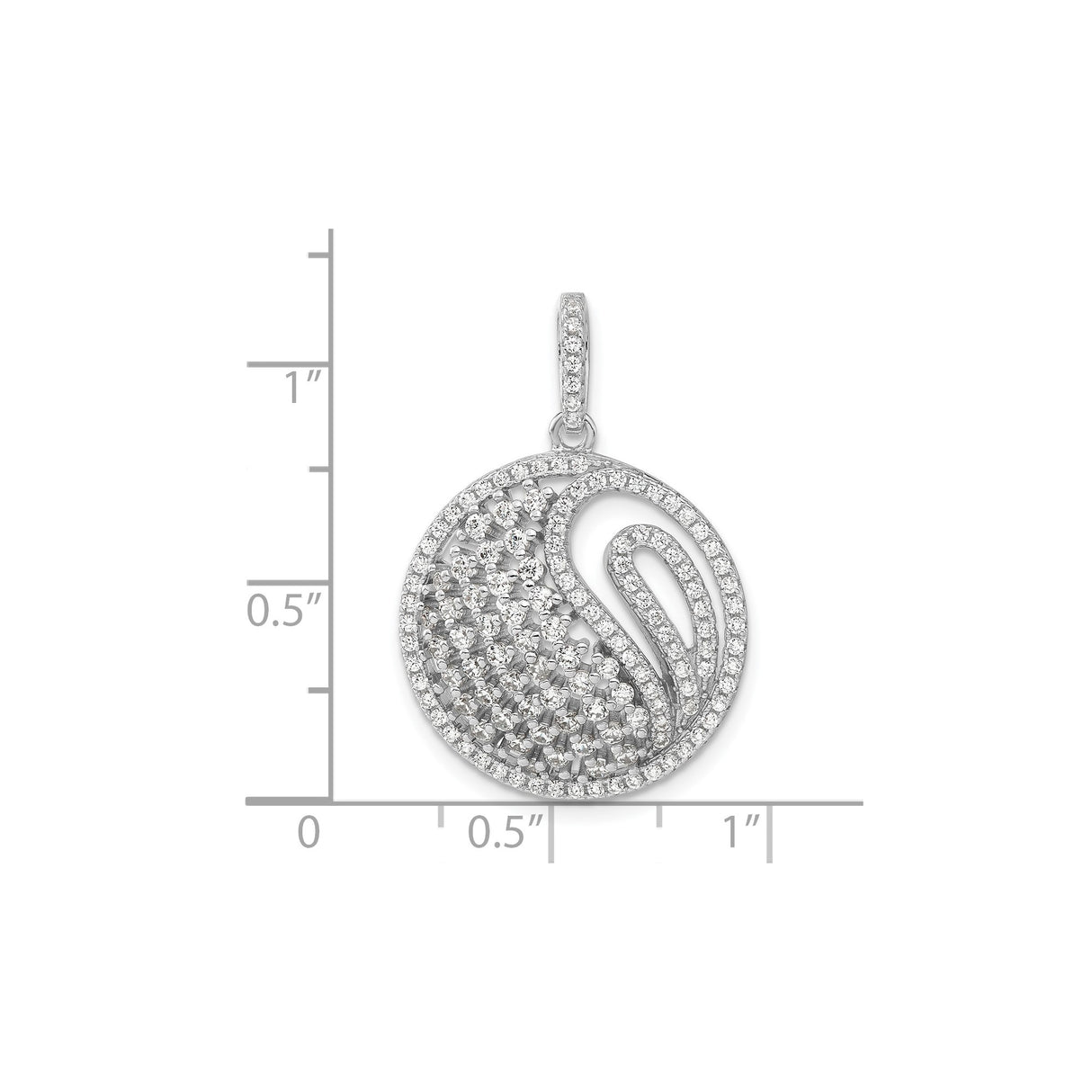 Sterling Silver Swirl Pendant with Cubic Zirconia, Round Minimalist Design for Women