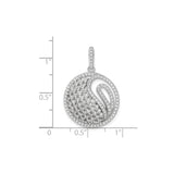 Sterling Silver Swirl Pendant with Cubic Zirconia, Round Minimalist Design for Women