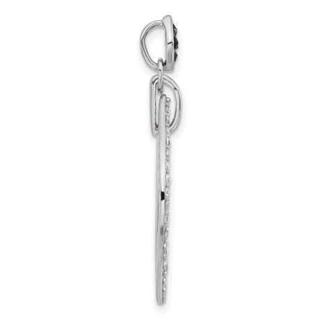 Polished Black Onyx and CZ Charm Pendant in Real 925 Sterling Silver