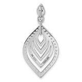 Polished Black Onyx and CZ Charm Pendant in Real 925 Sterling Silver
