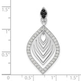 Polished Black Onyx and CZ Charm Pendant in Real 925 Sterling Silver