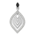 Polished Black Onyx and CZ Charm Pendant in Real 925 Sterling Silver