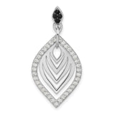 Polished Black Onyx and CZ Charm Pendant in Real 925 Sterling Silver
