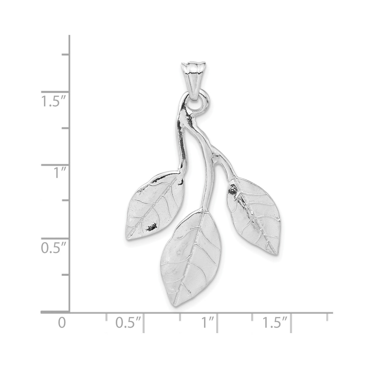 Sterling Silver Leaf Pendant with Three Detailed Leaves, Nature-Inspired Botanical Jewelry