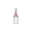Sterling Silver Pendant with Oval Lab Created Opal and Pink Cubic Zirconia Accents