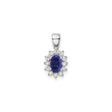 Sterling Silver Pendant with Cubic Zirconia and Lab Created Sapphire, Floral Halo Design