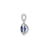 Sterling Silver Pendant with Cushion Cut Lab Created Sapphire and Halo Design