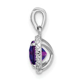 .86 Amethyst Created White Sapphire Charm Pendant in Real 925 Sterling Silver