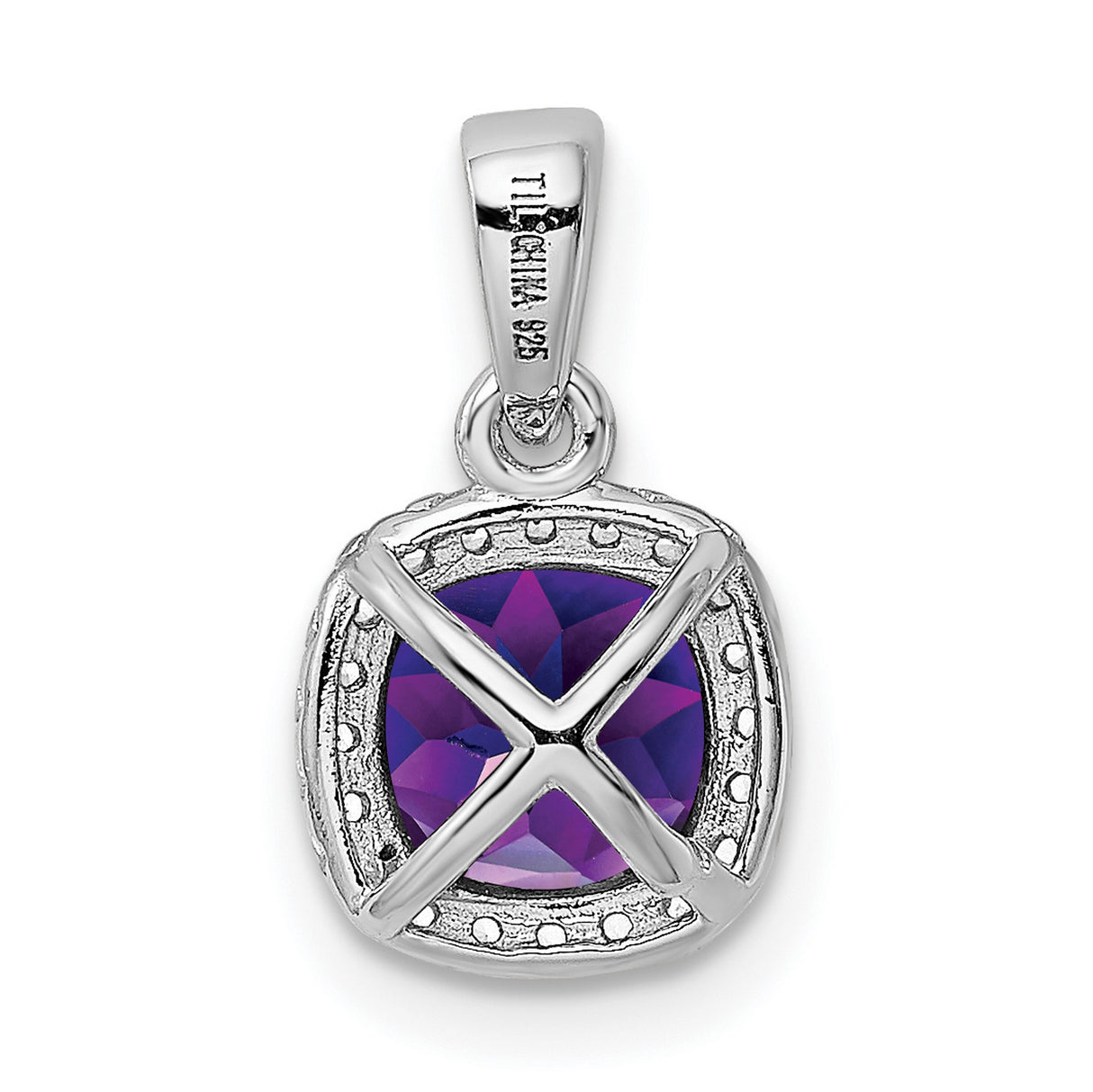 .86 Amethyst Created White Sapphire Charm Pendant in Real 925 Sterling Silver