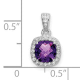 .86 Amethyst Created White Sapphire Charm Pendant in Real 925 Sterling Silver