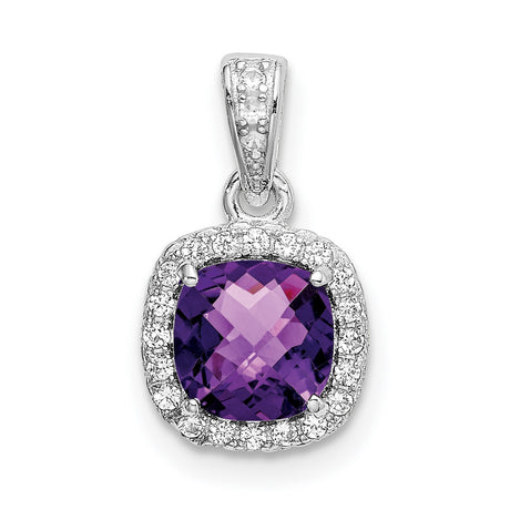 .86 Amethyst Created White Sapphire Charm Pendant in Real 925 Sterling Silver