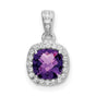 .86 Amethyst Created White Sapphire Charm Pendant in Real 925 Sterling Silver