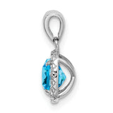 1.05 Blue Topaz Created White Sapphire Charm Pendant in Real 925 Sterling Silver