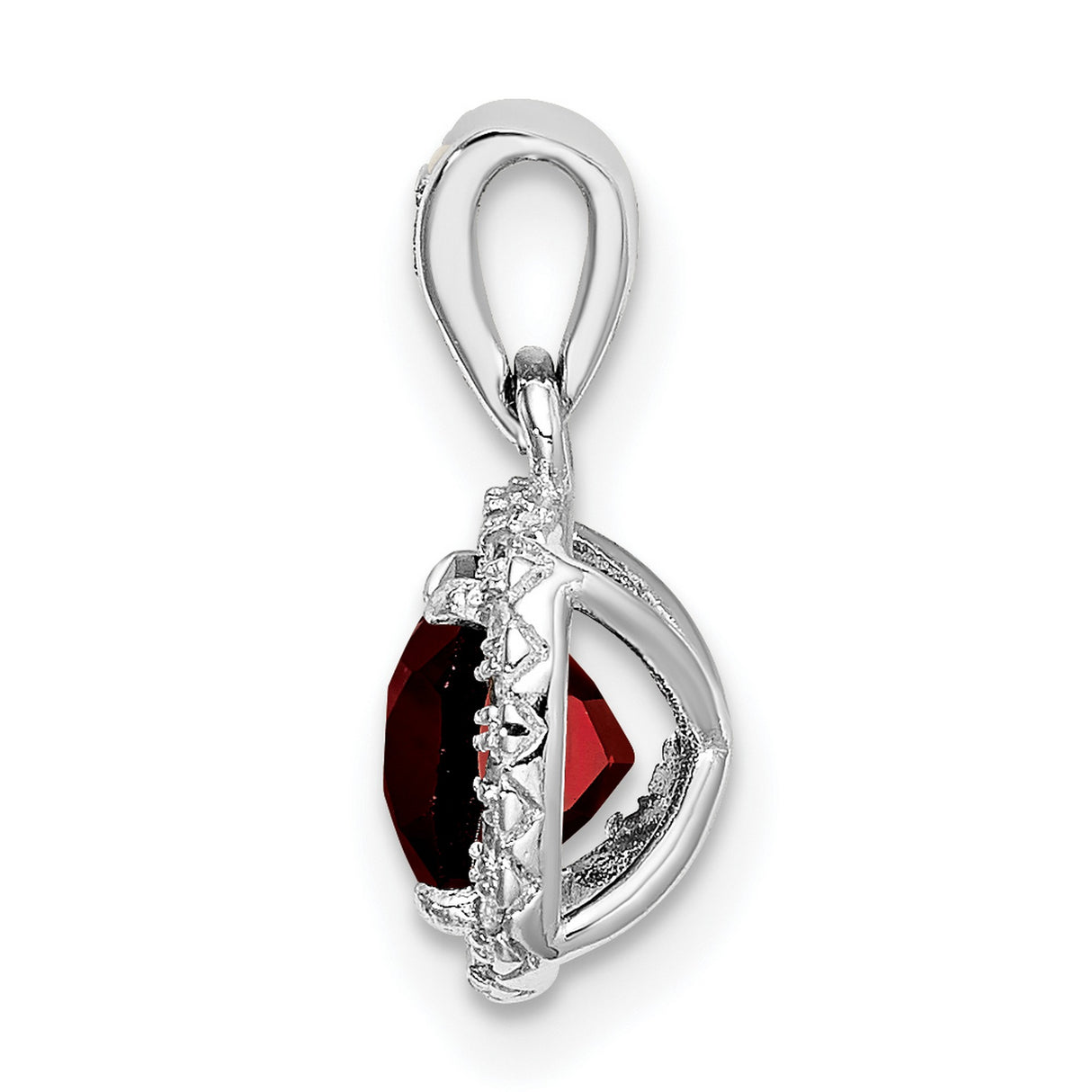 1.05 Garnet Created White Sapphire Charm Pendant in Real 925 Sterling Silver