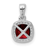 1.05 Garnet Created White Sapphire Charm Pendant in Real 925 Sterling Silver