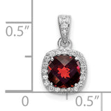 1.05 Garnet Created White Sapphire Charm Pendant in Real 925 Sterling Silver