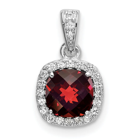 1.05 Garnet Created White Sapphire Charm Pendant in Real 925 Sterling Silver