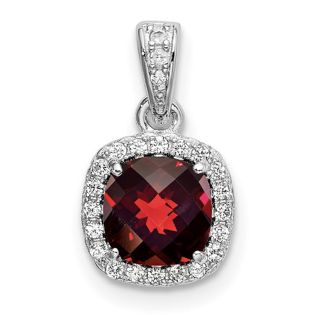 1.05 Garnet Created White Sapphire Charm Pendant in Real 925 Sterling Silver