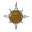 Sterling Silver Sunburst Pendant with Cats Eye and Cubic Zirconia Accents