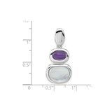 Sterling Silver Pendant with Amethyst and Mother of Pearl in Bezel Setting