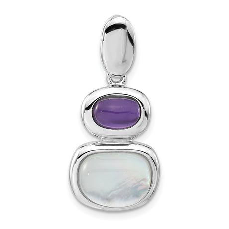 Sterling Silver Pendant with Amethyst and Mother of Pearl in Bezel Setting