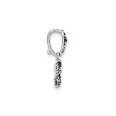 Sterling Silver Flower Pendant with Open Petal Design and Marcasite Accents, Vintage Inspired