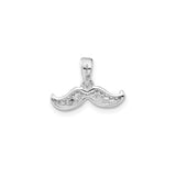 Sterling Silver Mustache Pendant with Cubic Zirconia, Quirky Unisex Movember Jewelry Charm